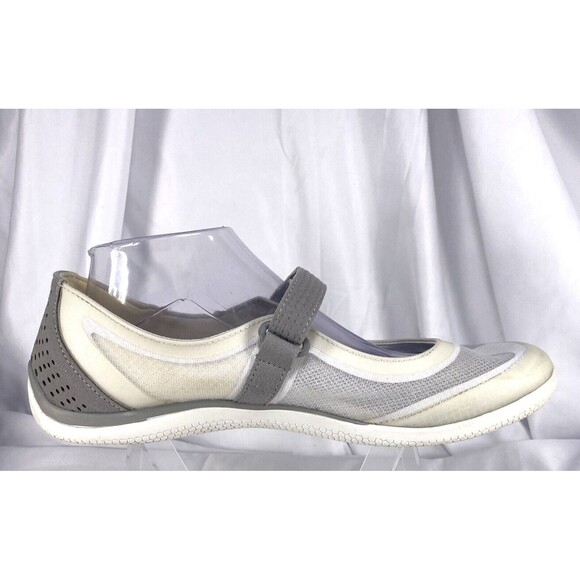 LANDS END Women's Size 11B MARY JANE SHOE White/Gray MESH FLATS SNEAKERS #481528 - Picture 4 of 10